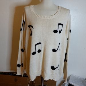 1x)Hot Topic Music Note Oversized Knit Sweater
